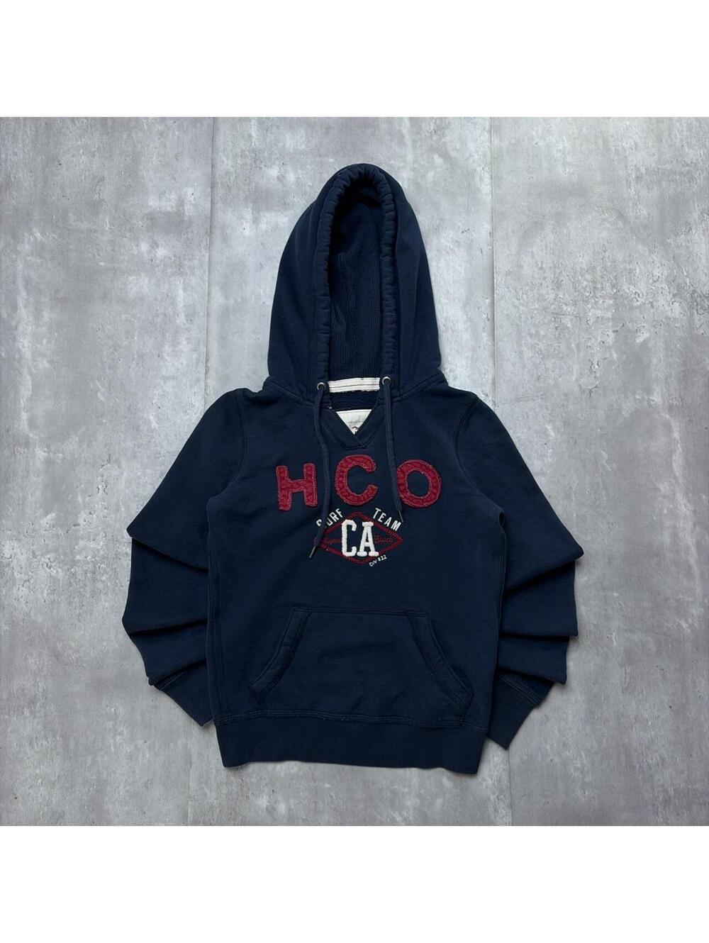 Y2K Navy Hollister Cali Surf Team Boxy Thermal Hoodie